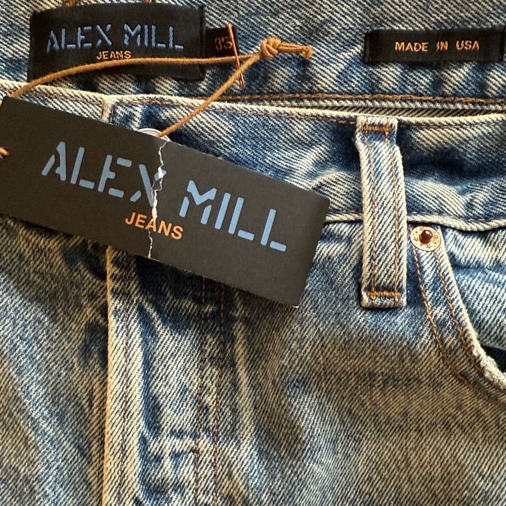 NWT Alex Mill Sz 35 AM original 5 pocket men’s denim in vintage light indigo - Picture 2 of 9
